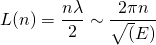 \begin{equation*}  L(n) = \frac{n \lambda}{2}  \sim \frac{2\pi n}{\sqrt(E)}  \end{equation*}