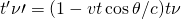 t'\nu\prime = (1 -  vt \cos\theta / c) t \nu