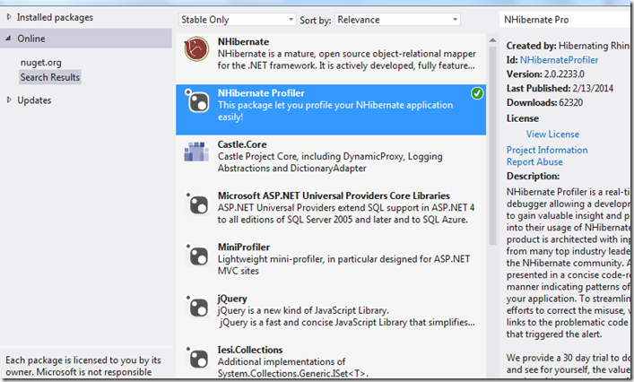 nHibernate_profiler_nuget